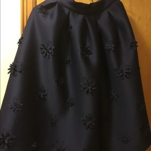 Navy Blue Skirt with raised Applicque flowers